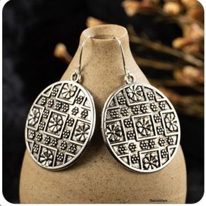 Silver Floral Disc Earrings